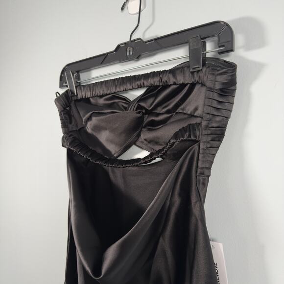 Princess Polly Shellie Black Satin Cutout Mini Dress NWT Party Club Formal 6 - Picture 7 of 8